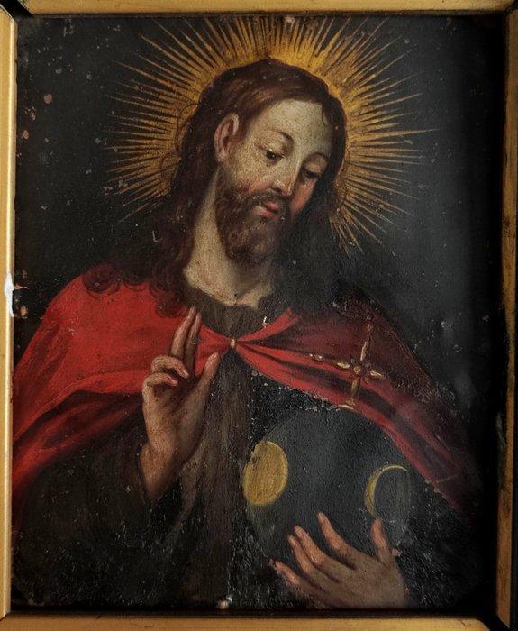 Escuela hispánica (XVII) - Salvator Mundi, Antiek en Kunst, Kunst | Schilderijen | Klassiek