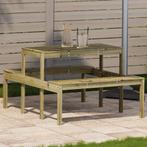 vidaXL Picknicktafel 110x134x75 cm geïmpregneerd grenenhout, Tuin en Terras, Tuintafels, Verzenden, Nieuw