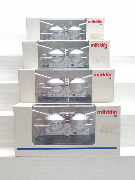 Märklin H0 - 47612 - Modeltrein goederenwagon (4) - 4x Silo, Hobby en Vrije tijd, Modeltreinen | H0