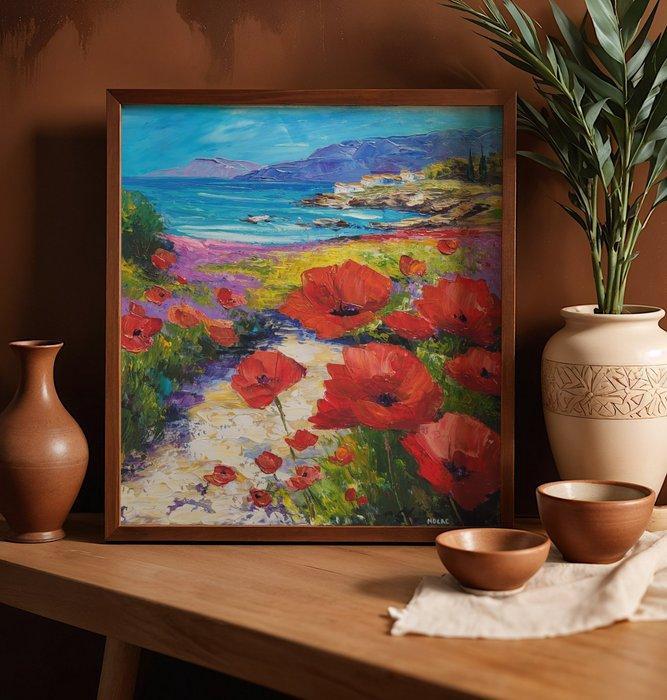 NOLAC - Toile originale de NOLAC (2025) - Balade en Bord de, Antiquités & Art, Art | Peinture | Moderne