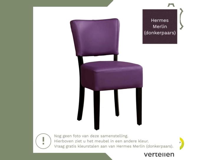 Leren eetkamerstoel Rest - Hermes Merlin (donkerpaars) -, Huis en Inrichting, Stoelen, Overige kleuren, Eén, Nieuw, Leer, Ophalen of Verzenden