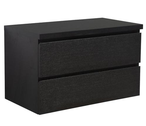 Wastafelkast Angela 90 x 48 cm Zwart Houtnerf Wastafelmeubel, Huis en Inrichting, Badkamer | Badkamermeubels, Nieuw, Verzenden