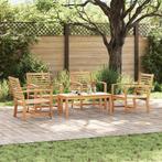 vidaXL Tuinbank Set 5 pcs Naturel Massief Teakhout, Verzenden, Nieuw