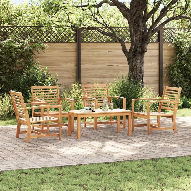 vidaXL Tuinbank Set 5 pcs Naturel Massief Teakhout, Jardin & Terrasse, Ensembles de jardin, Envoi