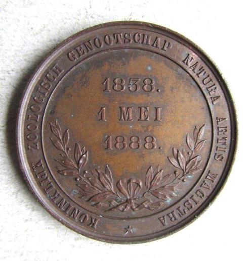 Pays-Bas. Penning 1888 Amsterdam, 50-jarig bestaan ARTIS, Postzegels en Munten, Munten en Bankbiljetten | Toebehoren