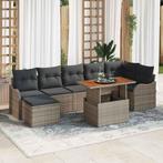 vidaXL Tuinbank Set met kussen met opslag 8 pcs Grijs, Tuin en Terras, Verzenden, Nieuw