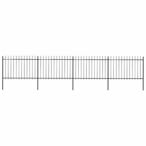 vidaXL Tuinhek met speerpunt staal 714,5x120 cm zwart, Tuin en Terras, Tuinhekken en Hekwerk, Nieuw, Verzenden