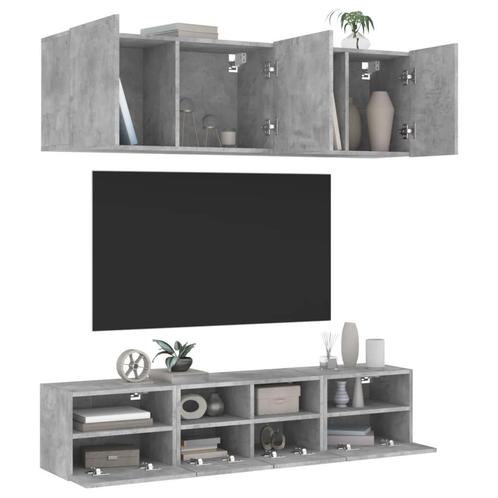 vidaXL 5-delige Tv-wandmeubelset bewerkt hout betongrijs, Huis en Inrichting, Kasten |Televisiemeubels, Nieuw, Verzenden