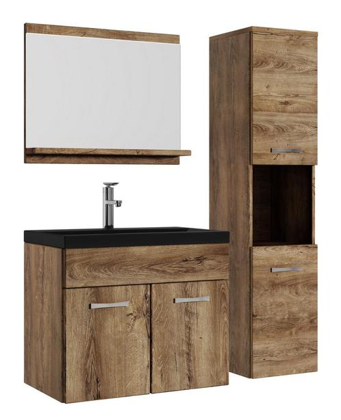 Badkamermeubel Set Montreal 60 x 35 cm Bruin Eiken Badmeubel, Huis en Inrichting, Badkamer | Badkamermeubels, Nieuw, Verzenden