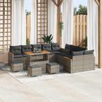 vidaXL Tuinbank Set met kussen met opslag 14 pcs Grijs Poly, Verzenden, Nieuw