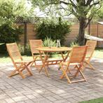 vidaXL Tuin Eettafel Set 5 pcs Bruin Massief acaciahout, Tuin en Terras, Verzenden, Nieuw