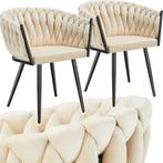 tectake® - Set van 2 Fluwelen eetkamerstoelen - Kuipstoel me, Huis en Inrichting, Stoelen, Verzenden, Nieuw