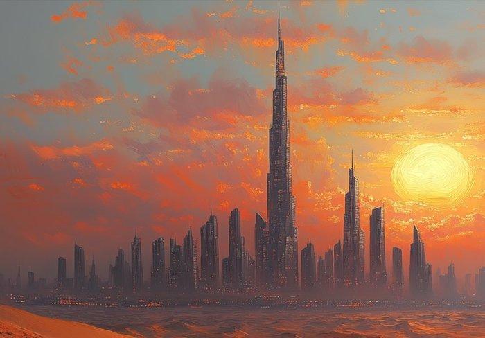 Irina Collins - The Sunset Empire · NO Reserve, Antiek en Kunst, Kunst | Schilderijen | Modern