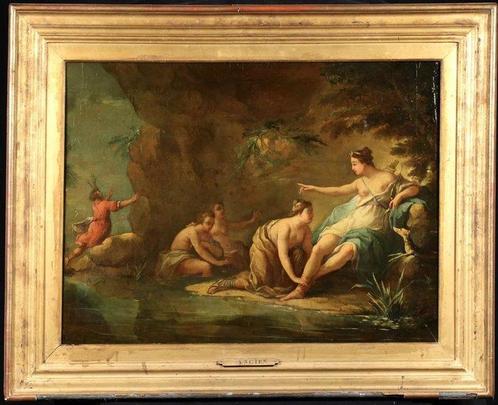 École française (XVIII) - Diana and Actaeon - NO RESERVE, Antiek en Kunst, Kunst | Schilderijen | Klassiek