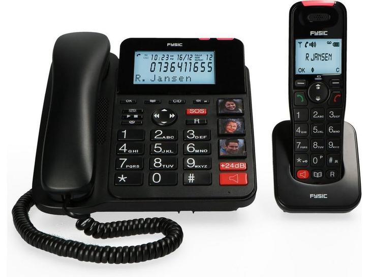 Fysic FX-8025 - Bureautelefoon + DECT handset - Groot, Telecommunicatie, Vaste telefoons | Niet Draadloos, Zo goed als nieuw, Verzenden