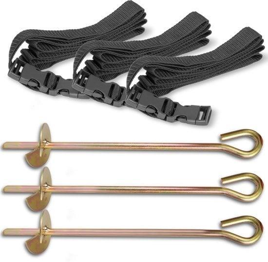 Stevige trampoline ankers - 3 grondankers + 2m riemen - V..., Kinderen en Baby's, Speelgoed | Buiten | Trampolines, Nieuw, Ophalen of Verzenden