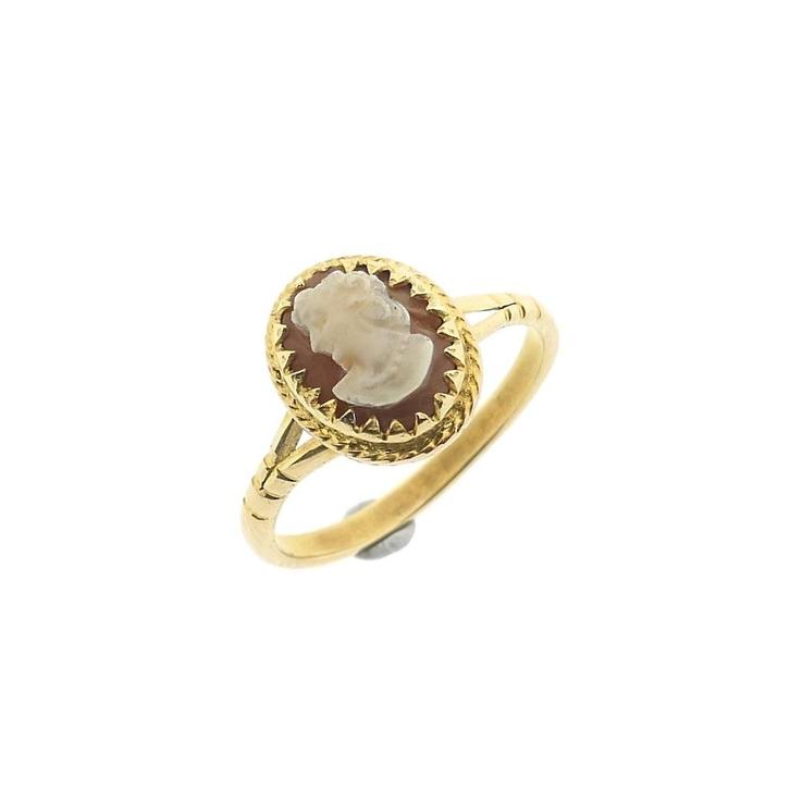 Vintage gouden ring met camee, Handtassen en Accessoires, Ringen, Dame, Met edelsteen, Overige kleuren, 17 tot 18, Gebruikt, Goud