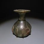 Oud-Romeins Glas Vas. 1e-3e eeuw na Christus. 9,3 cm hoog., Verzamelen
