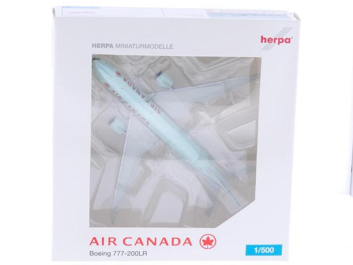 Schaal 1:500 Herpa 515870 Air Canada Boeing 777-200LR Reg..., Hobby en Vrije tijd, Modelbouw | Vliegtuigen en Helikopters, Zo goed als nieuw