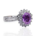 Ring - 18 karaat Witgoud - 2.66ct. tw. Saffier - Diamant -, Nieuw