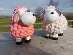Statue, set of 2 colorful lambs - 17 cm - polyresin