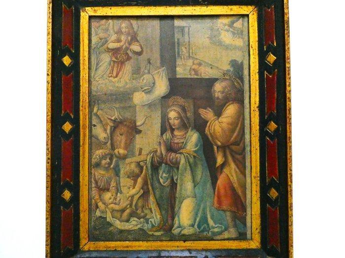 Icoon - Nativity and Annunciation to the Shepherds - Hout -, Antiek en Kunst, Antiek | Boeken en Manuscripten