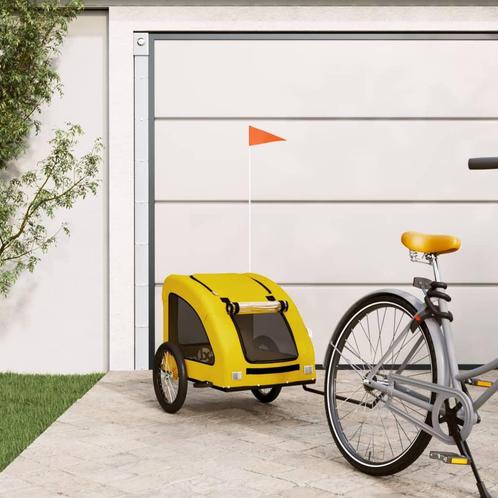 vidaXL Hondenfietstrailer oxford stof en ijzer geel, Dieren en Toebehoren, Overige Dieren-accessoires, Nieuw, Verzenden