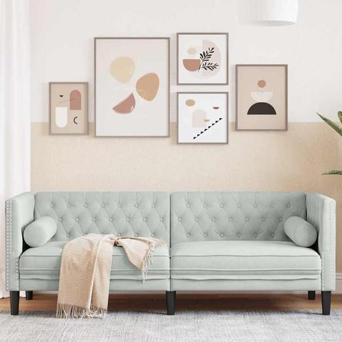 vidaXL Chesterfieldbank Geruit Lichtgrijs 194 x 74,5 x 70,5, Huis en Inrichting, Zetels | Zetels, Nieuw, Verzenden