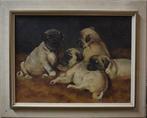 Jean Lefort (XX) - Young Puppies., Antiek en Kunst, Kunst | Schilderijen | Klassiek