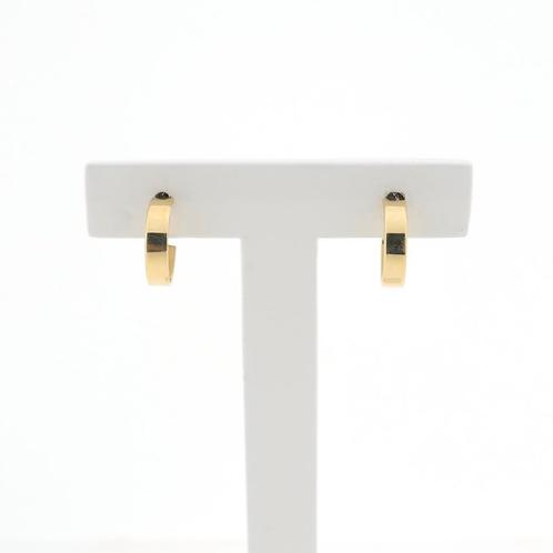 Gouden halfronde oorstekers (pousette vlinder, oorbellen), Handtassen en Accessoires, Oorbellen, Overige kleuren, Gebruikt, Goud