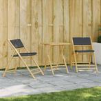 vidaXL Ensemble de bistro pliante 3 pcs et coussins gris, Tuin en Terras, Tuinsets en Loungesets, Verzenden