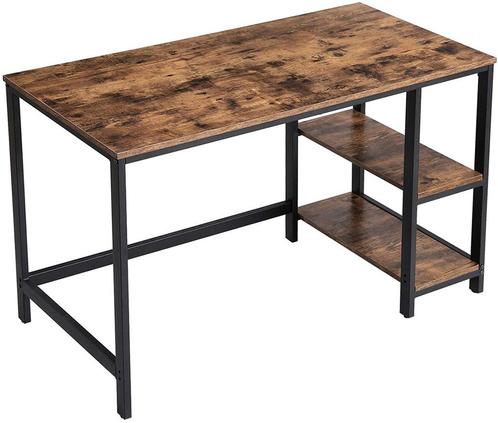 Industriële computertafel met 2 planken vintage bruin-zwart, Huis en Inrichting, Bureaus, Nieuw, Ophalen of Verzenden
