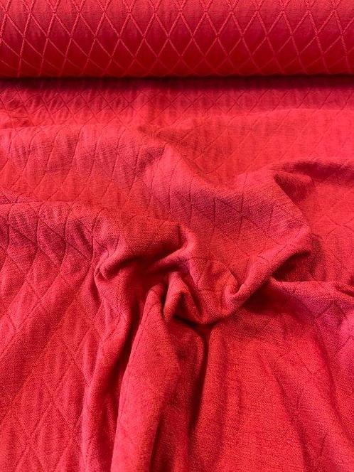 Tissu doux en velours avec un motif losangé rouge vif de, Antiek en Kunst, Antiek | Tapijten, Tafelkleden en Textiel
