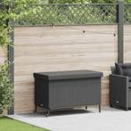 vidaXL Tuinbox met wielen 110x55x73 cm poly rattan zwart, Tuin en Terras, Verzenden, Nieuw
