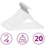 vidaXL 20-delige Kledinghangerset anti-slip hardhout wit, Huis en Inrichting, Kasten | Kleerkasten, Verzenden, Nieuw