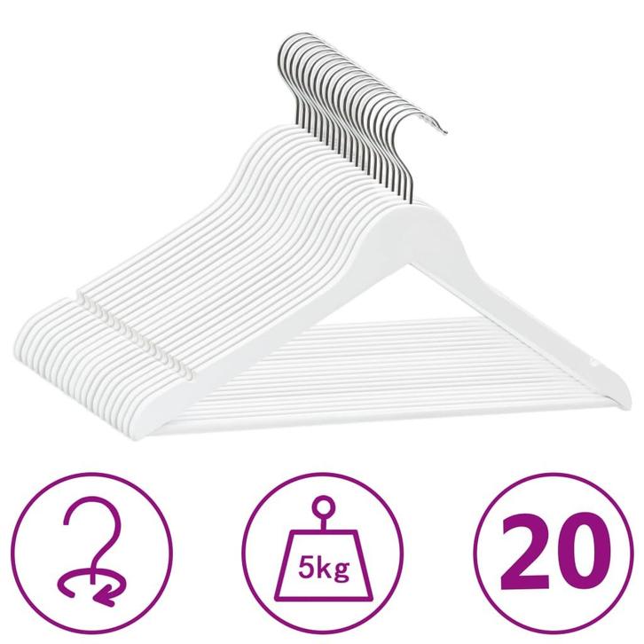 vidaXL 20-delige Kledinghangerset anti-slip hardhout wit, Huis en Inrichting, Kasten | Kleerkasten, Nieuw, Verzenden