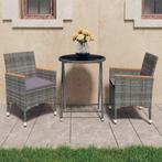 vidaXL Ensemble de bistro 3 pcs Résine tressée et verre, Jardin & Terrasse, Ensembles de jardin, Verzenden, Neuf