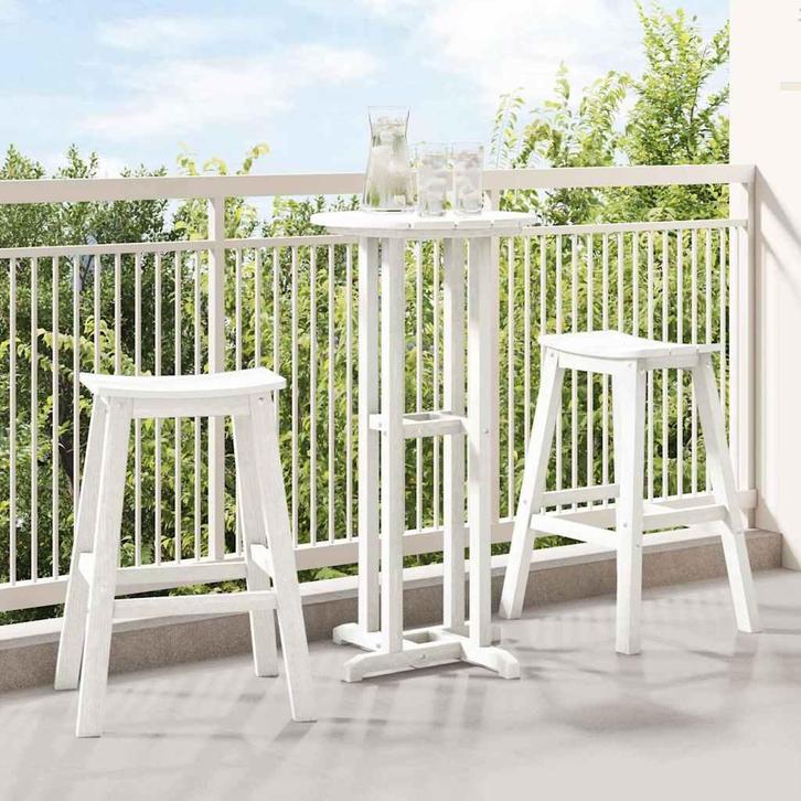 vidaXL Tuin Bar Set 3 pcs Wit HDPE, Tuin en Terras, Tuinsets en Loungesets, Nieuw, Verzenden