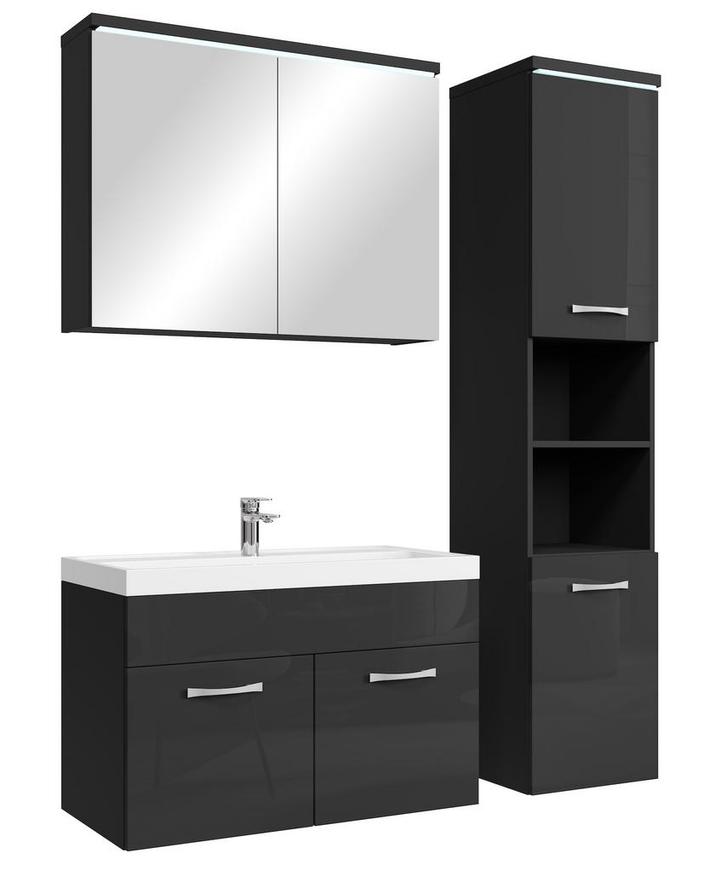 Badkamermeubel Set Paso 80 x 40 cm Zwart Badmeubel, Huis en Inrichting, Badkamer | Badkamermeubels, Nieuw, Verzenden