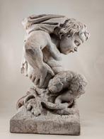 sculptuur, Piedistallo con Tritone - 28 cm - Gips