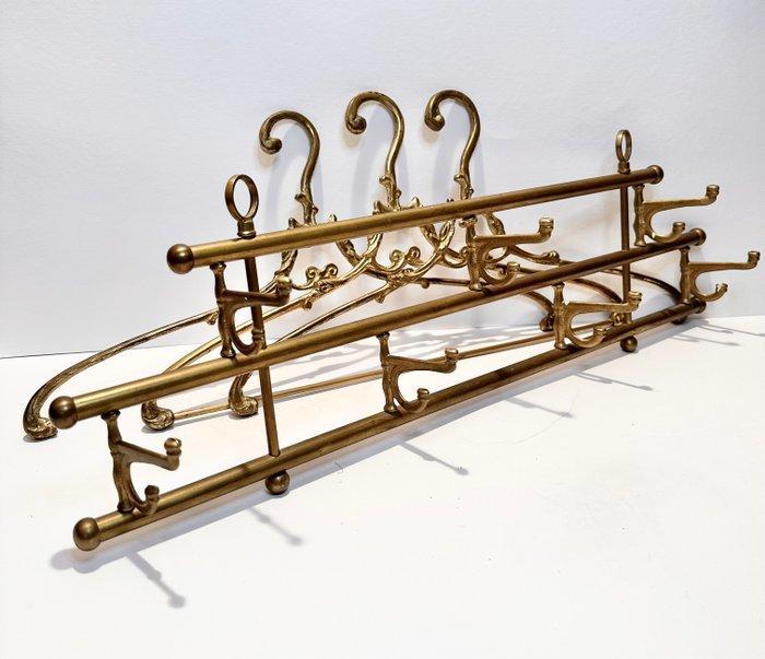 Kapstok (4) - Messing - + 3 hangers, Antiek en Kunst, Curiosa en Brocante