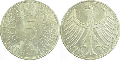 5 Mark Duitsland 5 duitse Mark 1957 J bankfrisch/stempelg..., Timbres & Monnaies, Monnaies | Europe | Monnaies non-euro, Envoi