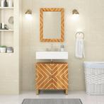 vidaXL Wastafelkast massief mangohout bruin en zwart, Maison & Meubles, Tables | Coiffeuses, Verzenden