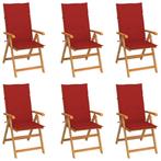vidaXL Chaises de jardin 6 pcs avec coussins rouge Bois, Verzenden