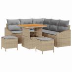 vidaXL Tuinbank Set met kussen met opslag 8 pcs Beige Poly, Tuin en Terras, Tuinsets en Loungesets, Verzenden, Nieuw
