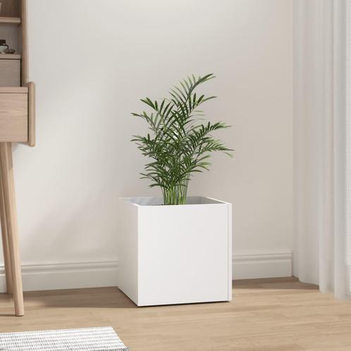 vidaXL Plantenbak 40x40x40 cm bewerkt hout wit, Tuin en Terras, Bloempotten, Nieuw, Verzenden