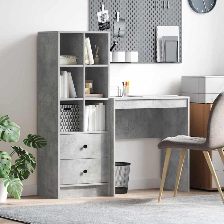 vidaXL Bureau met opslag met lade 2 pcs Beton Grijs 70 x 40, Huis en Inrichting, Kasten | Dressoirs, Nieuw, Verzenden