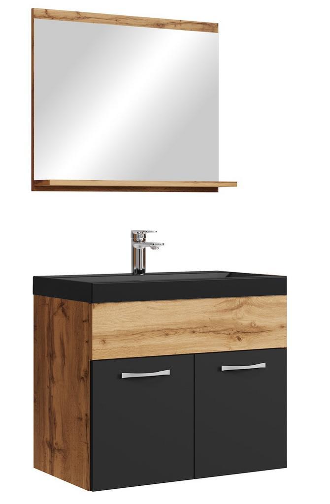 Badkamermeubel Montreal Set 02 60 x 35 cm Eiken Zwart, Huis en Inrichting, Badkamer | Badkamermeubels, Nieuw, Verzenden