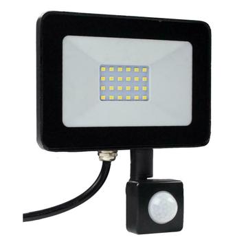LED Floodlight - Bouwlamp 20W met sensor - Netstroom, Verzenden, Lamp met armatuur