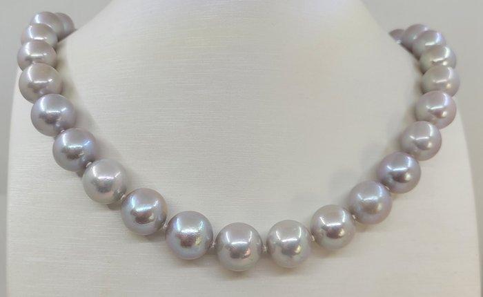 Collier Perles deau douce Edison rondes, grandes, gris, Handtassen en Accessoires, Kettingen